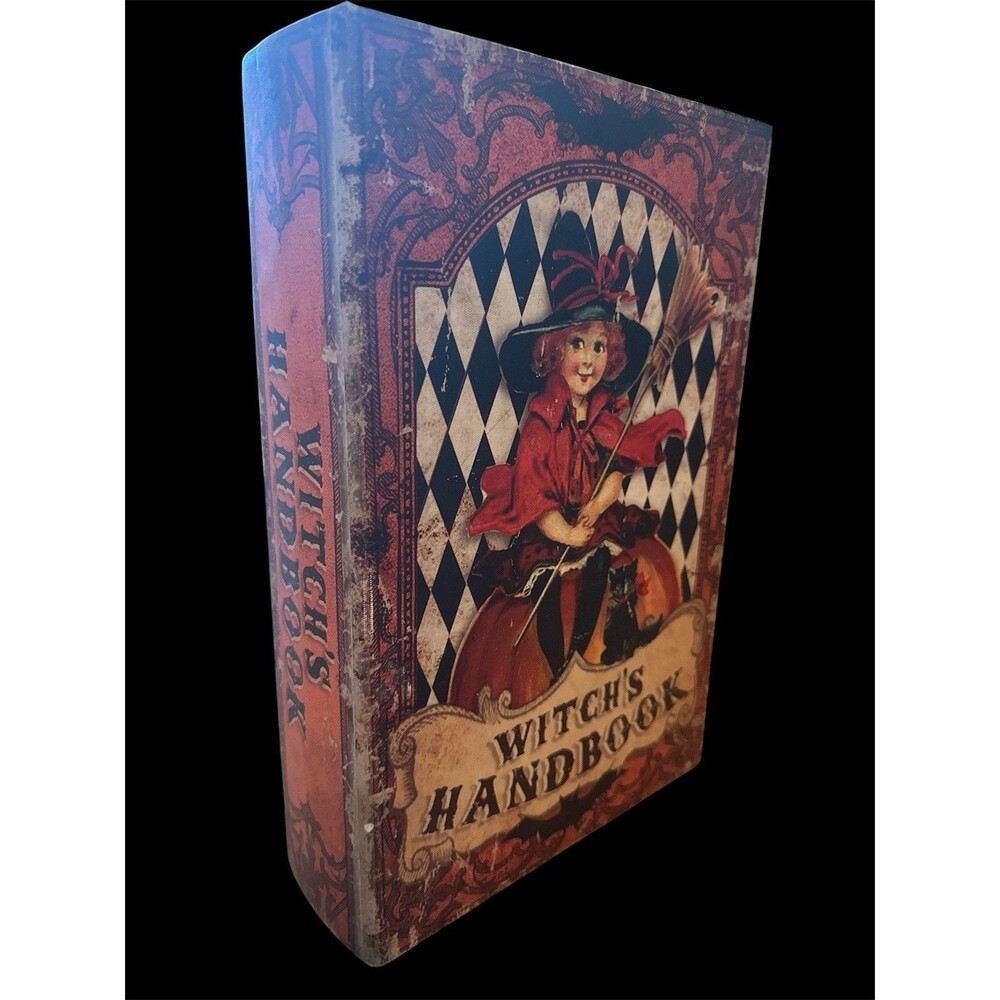 Halloween Witch Handbook Faux Book Distressed Large Storage Stash Box Prop 13”H